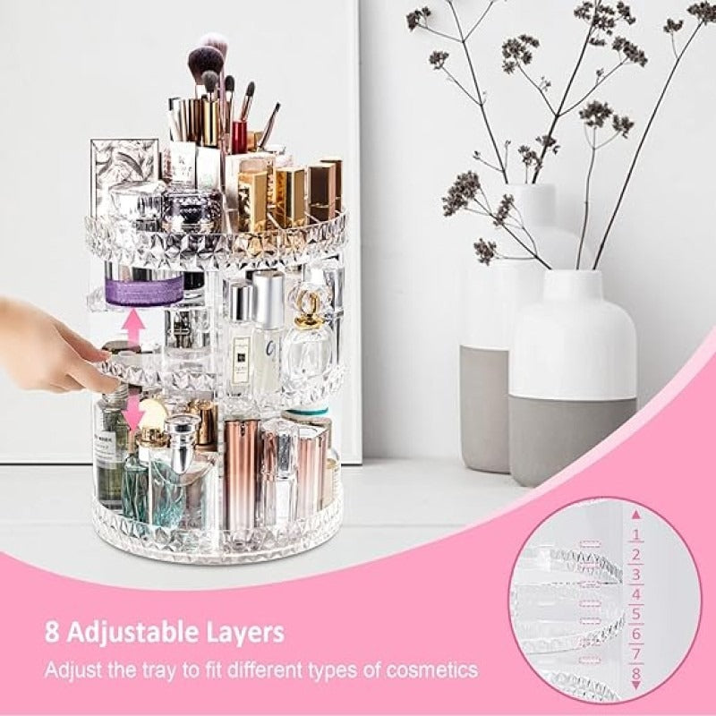 360° Rotating Diamond Cut Cosmetic Organizer
