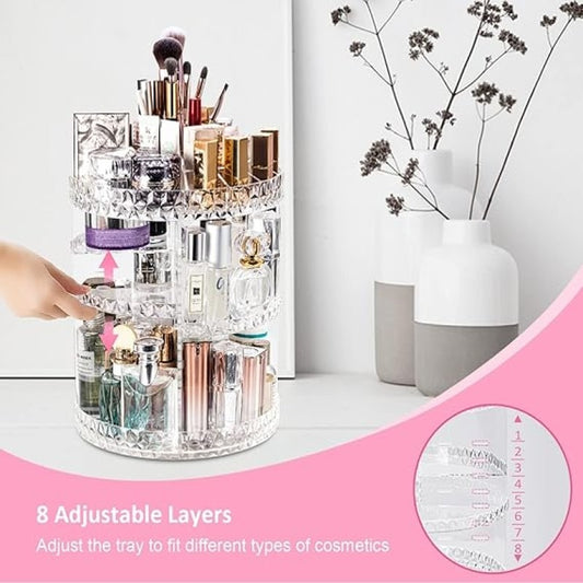 360° Rotating Diamond Cut Cosmetic Organizer