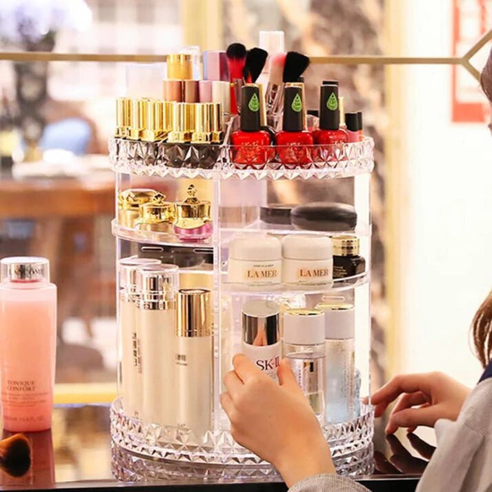 360° Rotating Diamond Cut Cosmetic Organizer