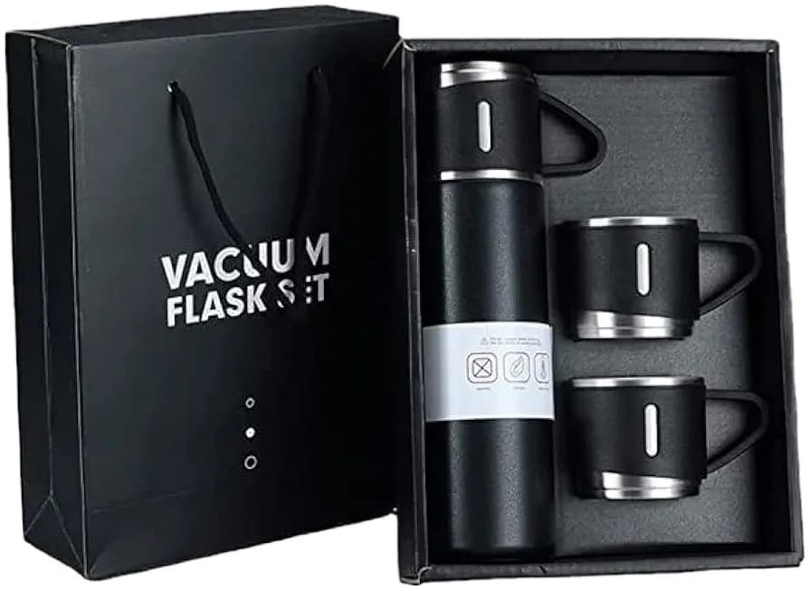 3 Cup Double-Layer Stainless Steel Vacuum Flask Set