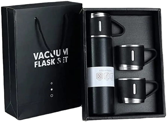 3 Cup Double-Layer Stainless Steel Vacuum Flask Set